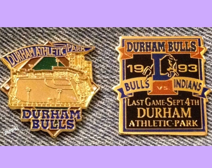 Durham Bulls Lapel Pin ~ Lot of 2 ~ MiLB ~ Minor League Baseball ~ 90's Vintage