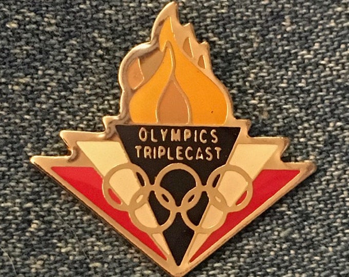1992 Olympic Media Pin ~ Triplecast ~ Pay-Per-View of the Barcelona Summer Games