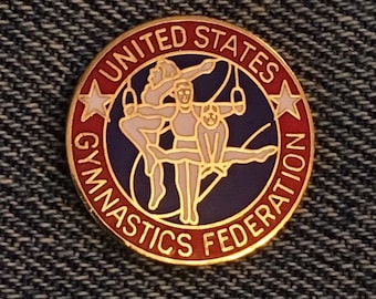 Gymnastics Federation Pin ~ United States ~ USA ~ Cloisonné ~ 80's vintage ~ non-Olympic