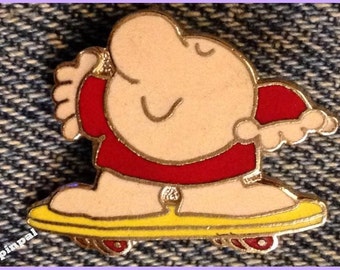 1979 Vintage Ziggy Cloisonne Brooch Pin ~ Skateboard ~ Newspaper Comic Collectible