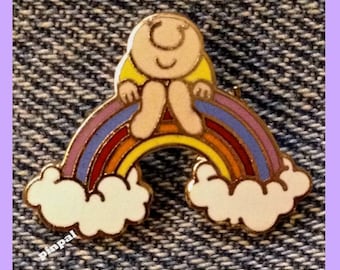 1979 Vintage Ziggy Cloisonne Brooch Pin ~ Rainbow ~ Newspaper Comic Collectible