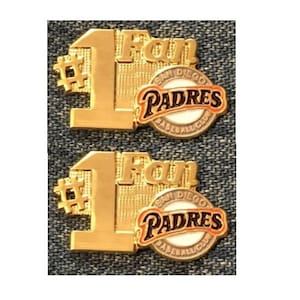1987 San Diego Padres ~ Set of 2 ~ Baseball Lapel Pin ~ #1 Fan ~ Vintage MLB