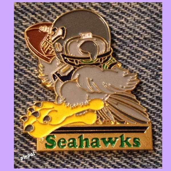 Seattle Seahawks ~ NFL ~ Huddles Pin ~ Football ~ 80's vintage ~ Enamel