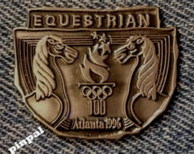 Equestrian Olympic Pin Badge ~ 1996 Atlanta with Games Mark Logo with Display Card by Aminco