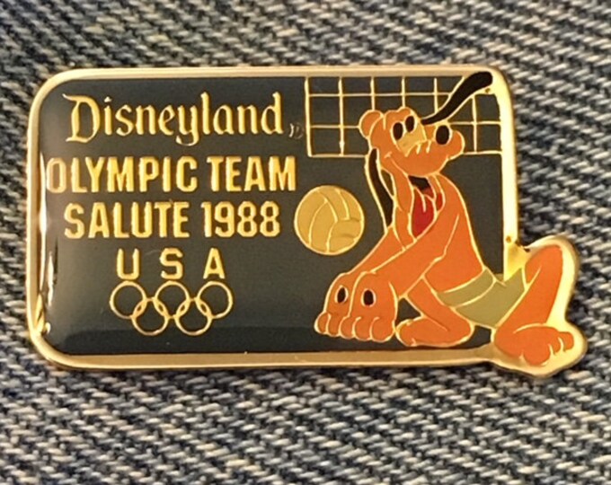 Volleyball Disney Pin ~ Pluto ~ Retired ~ Disneyland Team Salute  ~ Olympic Seoul ~ 1988