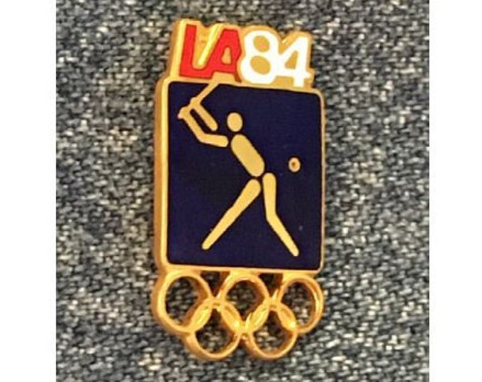 Baseball  Olympic Pin ~ 1984 Los Angeles ~ LA ~ Blue ~ Pictogram ~ Cloisonné ~ small size version