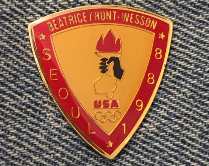 Torch Olympic Pin ~ Sponsor ~ Beatrice ~ Hunt ~ Wesson ~ 1988 Seoul, Korea