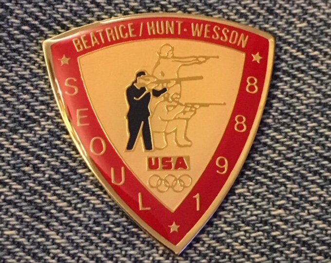 Shooting Olympic Pin ~ Sponsor ~ Beatrice ~ Hunt ~ Wesson ~ 1988 Seoul, Korea