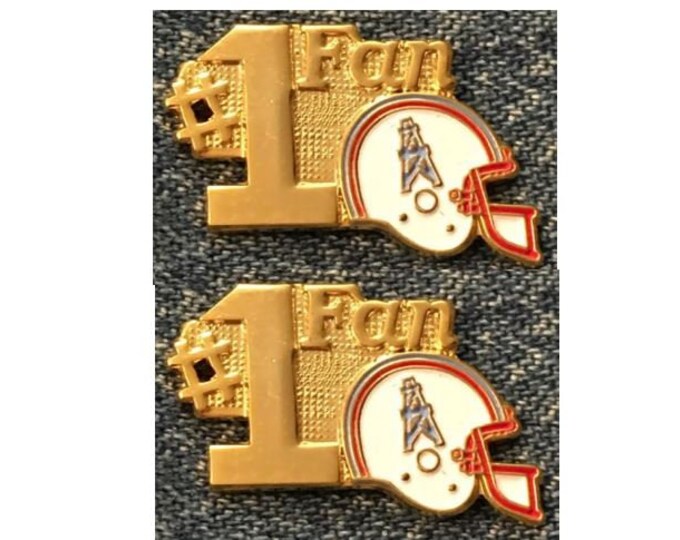 1987 Houston Oilers Lapel Pin ~ Set of 2 ~ #1 Fan ~ Vintage ~ NFL ~ Logo ~ Football Helmet