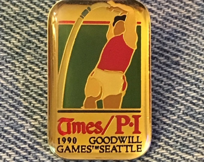 Seattle Times P I Media Pin ~ 1990 Goodwill Games ~ Pole Vault