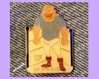 Wrestling Brooch Pin ~ Big John Studd ~ Blue Shirt ~ 80's Vintage WWF