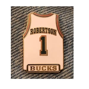 Oscar Robertson ~ #1 ~ Jersey Lapel Pin ~ &quot;The Big O&quot; ~ Milwaukee Bucks ~ NBA ~ 1998 by Peter David