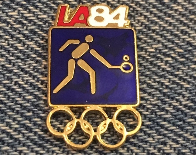 Tennis Olympic Pin ~ 1984 Los Angeles ~ LA ~ Blue ~ Pictogram ~ Cloisonné ~ small size version