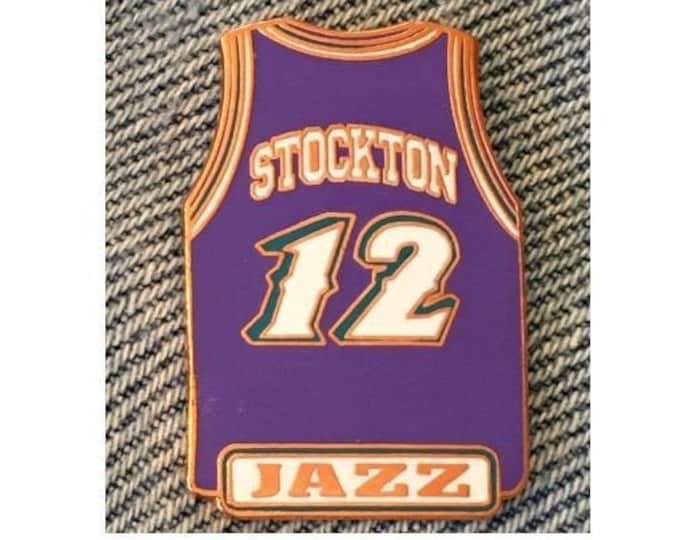 1999 Utah Jazz ~ John Stockton ~ #12 ~ Jersey Lapel Pin ~ NBA ~ by Peter David