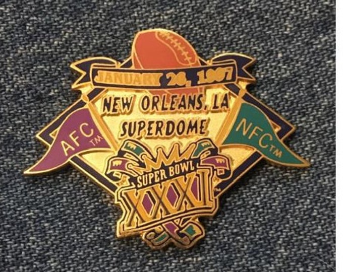 Super Bowl 31 Pin~XXXI~Superdome~AFC~NFC~Green Bay Packers~New England Patriots