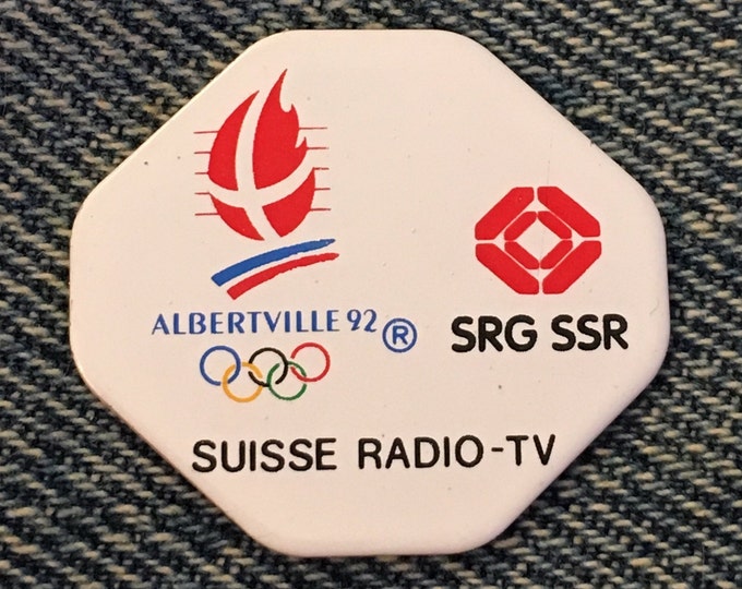 Olympic Lapel Media Pin ~ Suisse Radio-TV ~ SRG SSR ~ 1992 Albertville, France