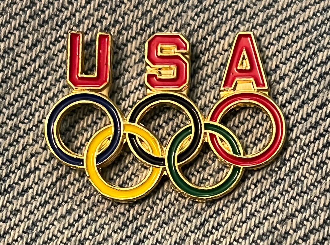 USA Olympic Pin Badge 5rings Logo by Hoho NYC '90s Vintage Etsy