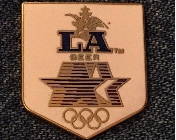 LA Beer Olympic Pin ~ Budweiser ~ Anheuser Busch Inc. ~ 1984 Los Angeles with Stars in Motion Logo ~ Cloisonné