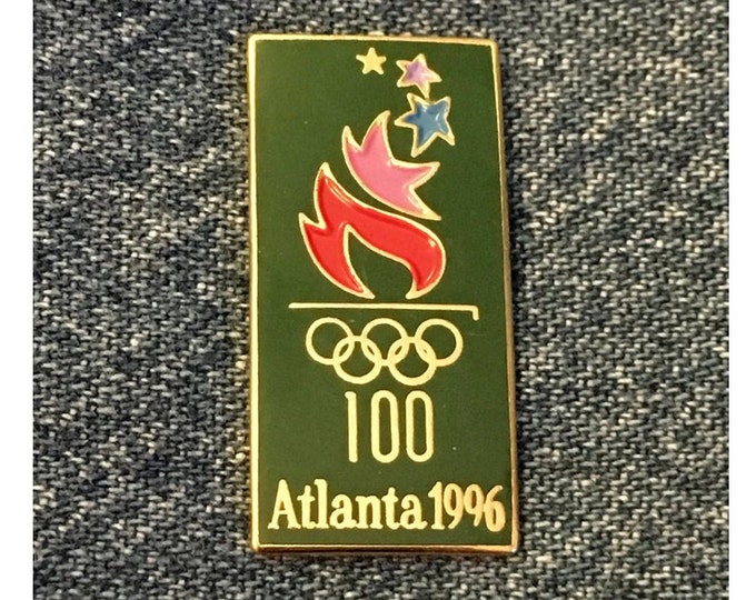 1996 Olympic Lapel Pin ~ Torchmark Logo ~ Green ~ Atlanta Summer Games by HoHo NYC