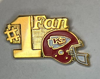 1987 Kansas City Chiefs Lapel Pin ~ #1 Fan ~ Vintage ~ NFL ~ Football Helmet