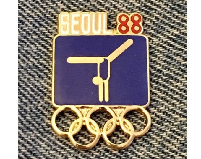 Gymnastics Olympic Pin ~ 1988 Summer Games ~ Seoul, Korea ~ Pictogram Blue