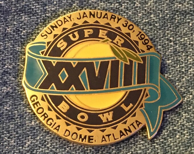 Super Bowl XXVIII Pin ~ January 30, 1994 ~ Cowboys and Bills in Atlanta at Georgia Dome ~ NFL Football ~ by Peter David Inc.