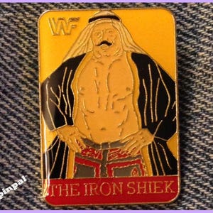 Wrestling Brooch Pin ~ The Iron Shiek ~  80&#39;s Vintage WWF