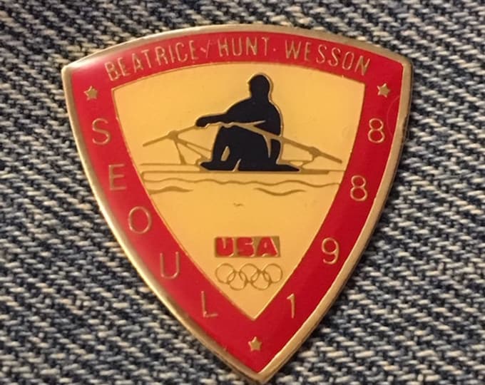 Rowing Olympic Pin ~ Sponsor ~ Beatrice ~ Hunt ~ Wesson ~ 1988 Seoul, Korea