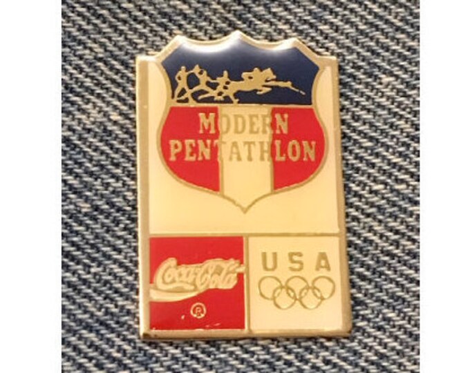 Modern Pentathlon Olympic Pin ~ Sponsor Coca Cola ~ Coke ~ 1992 Barcelona, Spain