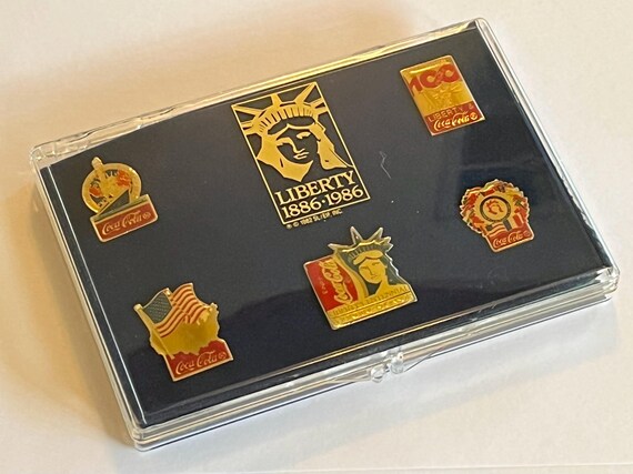 Vintage 1985 Flags of Freedom Set of 5 Pins ~ Coca Cola ~ Enamel