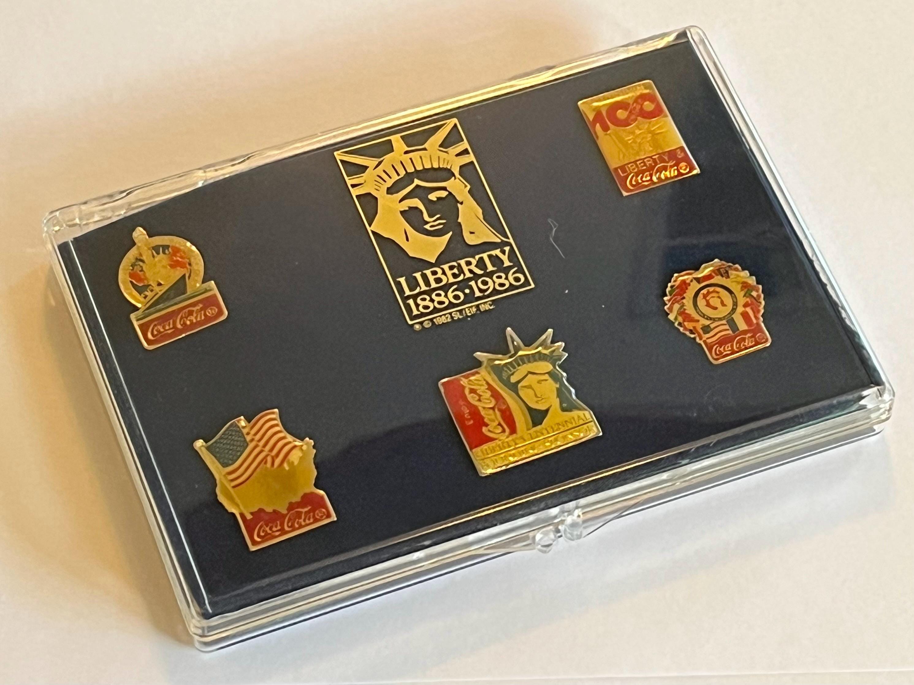Vintage 1985 Flags of Freedom Set of 5 Pins ~ Coca Cola ~ Enamel 