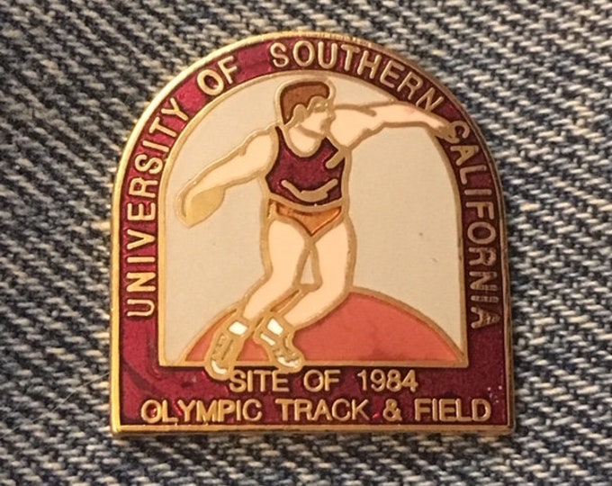 Discus Olympic Pin ~ 1984 Los Angeles ~ USC Venue Site ~ Cloisonné by Sun Unlimited