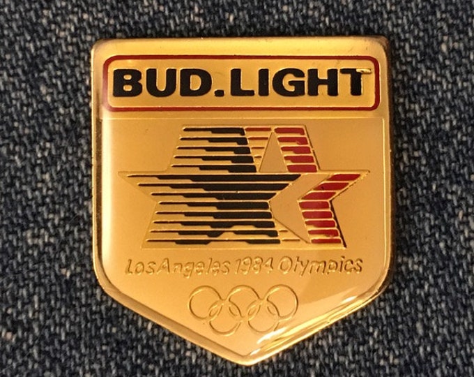 Bud Light Olympic Sponsor Pin ~ 1984 Los Angeles with Stars in Motion