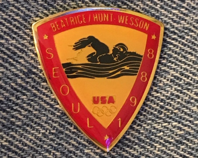 Swimming Olympic Pin ~ Sponsor ~ Beatrice ~ Hunt ~ Wesson ~ 1988 Seoul, Korea