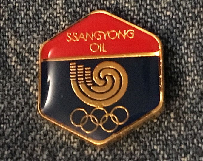 1988 Ssangyong Oil Olympic Pin ~ Sponsor for Summer Games in Seoul, Korea