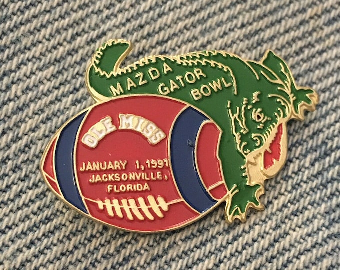 1991 Gator Bowl Pin ~ Ole Miss ~  NCAA ~ College Football ~ Sponsor ~ Mazda ~ Auto~Car