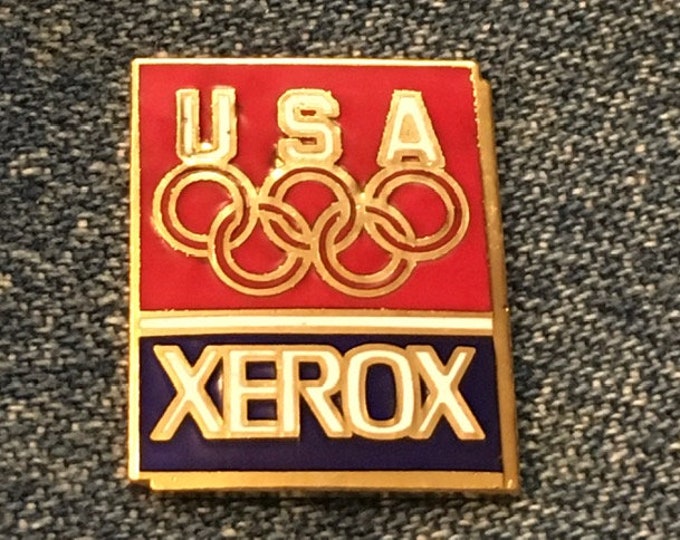 XEROX Olympic Sponsor Pin ~ USA Team ~ 5 Rings ~ Undated by HoHo NYC ~ Cloisonne