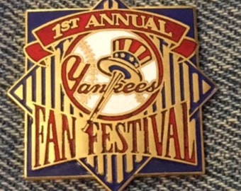 NY New York Yankees 1st Annual Fan Festival Pin ~ Vintage Cloisonne ~ 1990