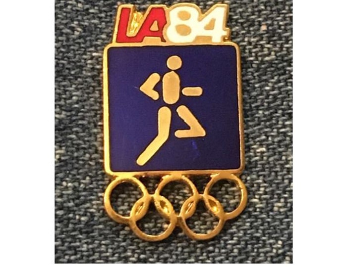 Marathon Olympic Pin ~ Track & Field ~ 1984 Los Angeles ~ LA ~ Blue ~ Pictogram ~ Cloisonné ~ small size version