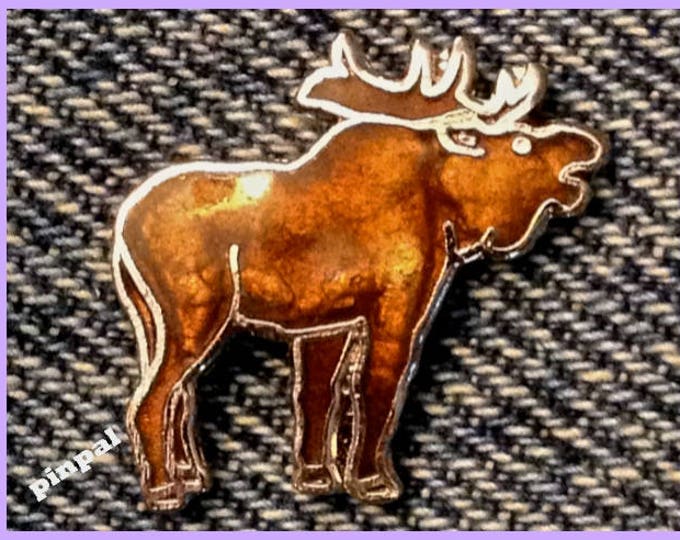 Moose  Pin ~ 90's vintage  with extended post and jewelers clasp