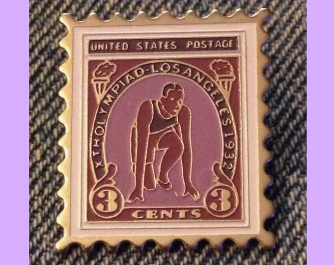 USPS Stamp Lapel Pin ~ 3 Cents ~ Xth Olympiad Los Angeles ~ 1932 Olympic Games ~ Track Runner