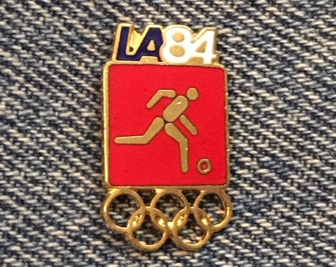 Soccer Olympic Pin ~ 1984 Los Angeles ~ LA ~ Red ~ Pictogram ~ Cloisonné ~ small size version