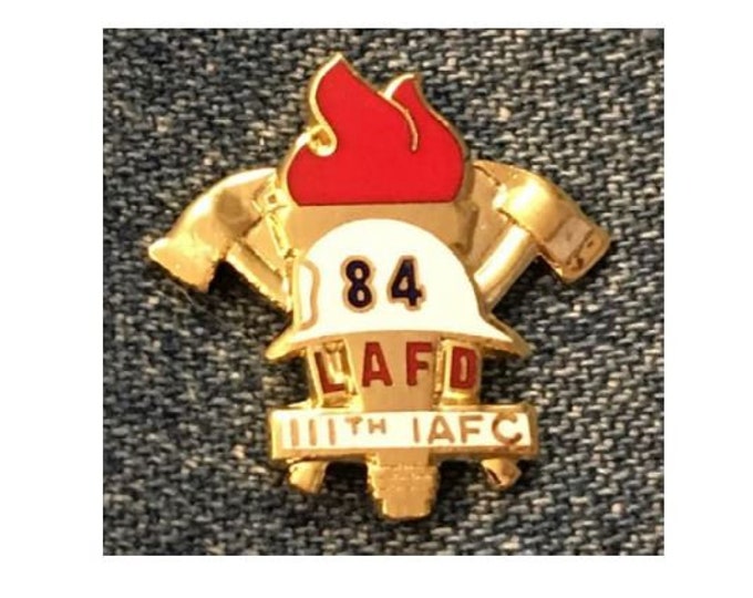 1984 LAFD Olympic Pin ~ Los Angeles Fire Department ~ LA Summer Games ~ 111th AFC
