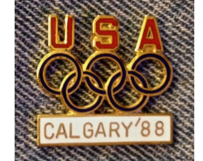 USA Olympic Pin Badge ~ 1988 Calgary ~ 5-Rings Logo ~ by HoHo NYC