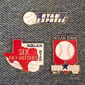 1990 Texas Rangers Pin ~ Lot of 3 ~ Nolan Ryan ~ MLB ~ Baseball