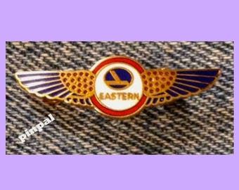 Eastern Airlines Pilot Wings Brooch Pin ~ miniature size ~ '80's Vintage Cloisonne on brass