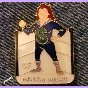 Wrestling Brooch Pin ~ Fabulous Moolah ~ 80&#39;s Vintage WWF