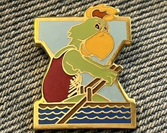 Rowing Lapel Pin ~ 1987 Pan Am Games at Indianapolis ~ Mascot Amigo the green parrot ~ Indianapolis