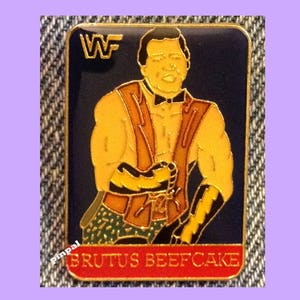 Wrestling Brooch Pin ~ Brutus Beefcake ~  80&#39;s Vintage WWF