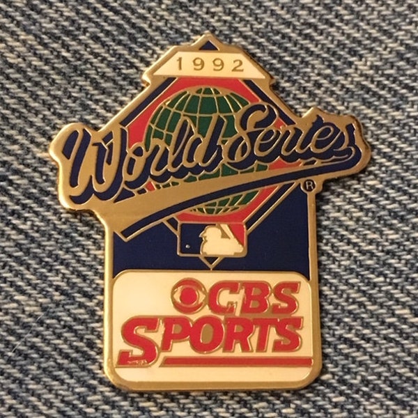 1992 World Series CBS Sports Media Pin ~ MLB ~ Blue Jays vs Atlanta Braves